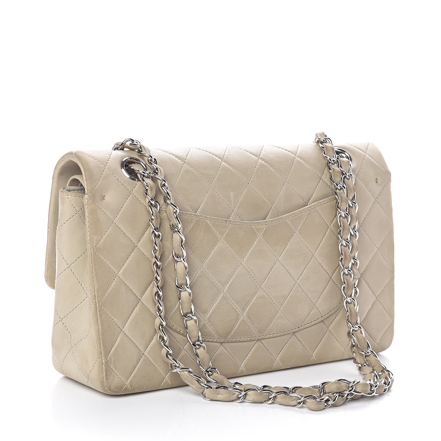 Chanel Lambskin Quilted Medium Double Flap Light Grey 3 of 9