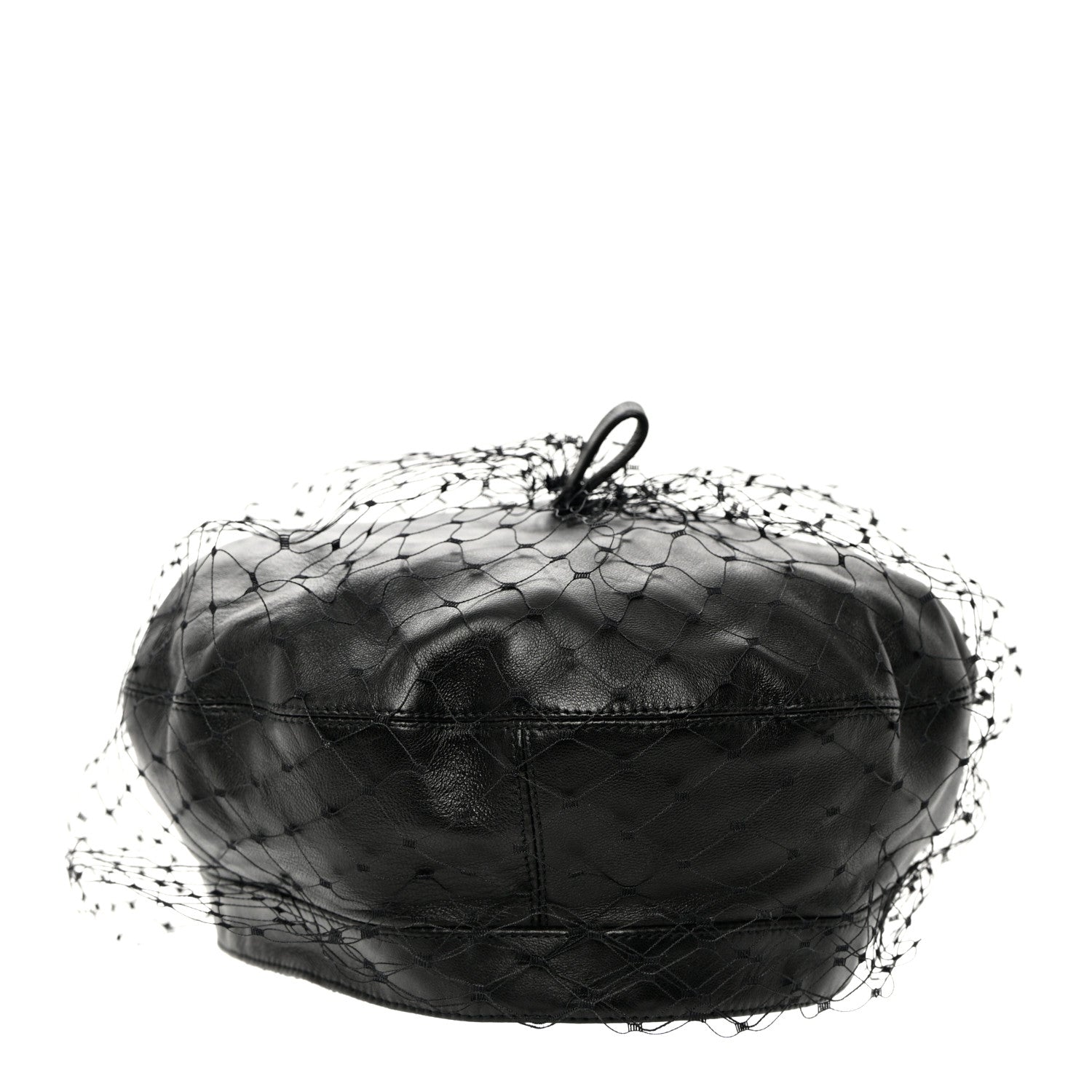 Christian Dior Lambskin Arty Beret Cap with Veil 56 Black 3 of 11