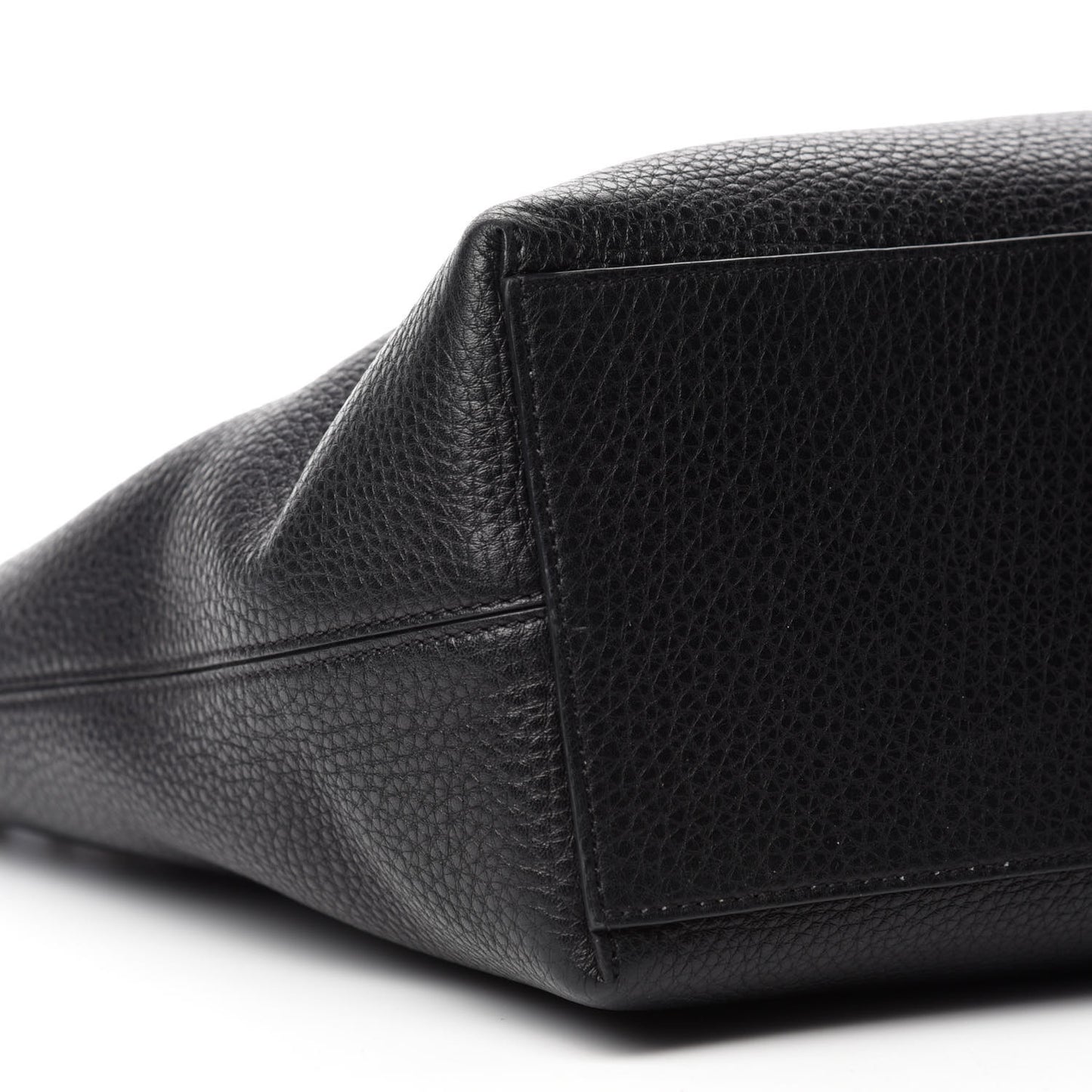 Grained Calfskin Rockstud Shoulder Tote Black