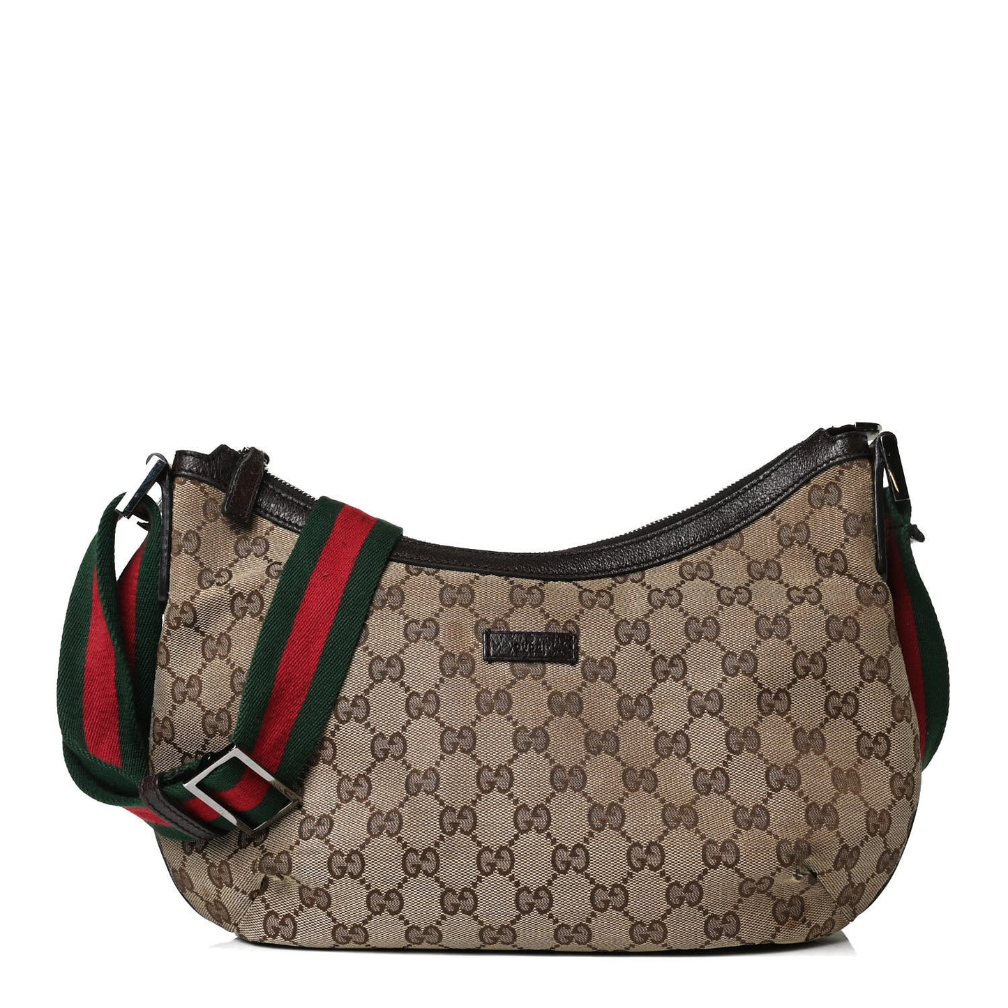 Monogram Web Medium Half Moon Hobo Dark Brown