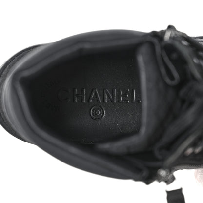 Chanel Toile Suede Calfskin CC High Top Sneakers 37 Black 7 of 8