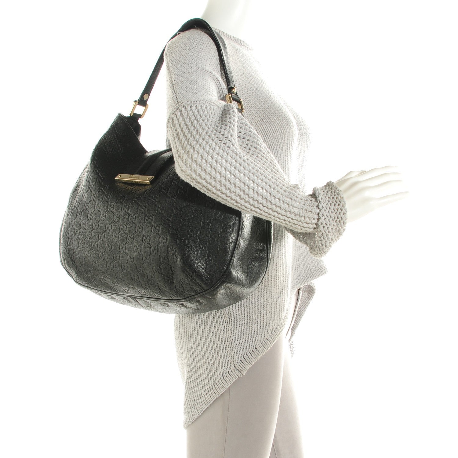 Gucci Guccissima Large New Ladies Web Hobo Black 2 of 7