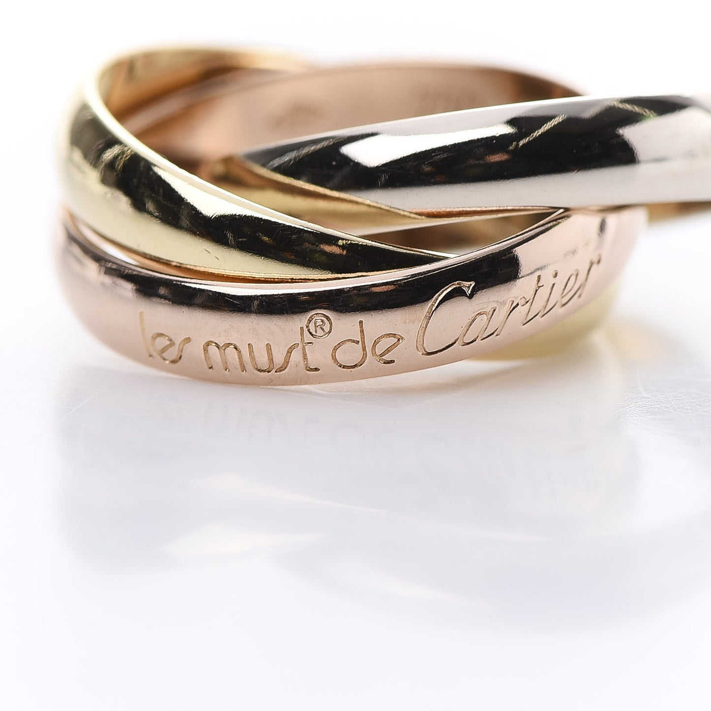 18K Pink Yellow White Gold Classic Les Must De Trinity Ring 48 4.5