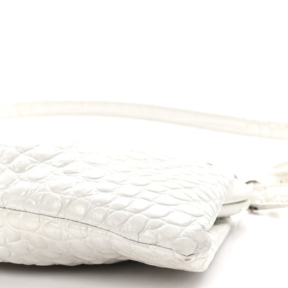 Balenciaga Shiny Supple Calfskin Logo Crocodile Embossed XL Cloud Clutch White 11 of 11