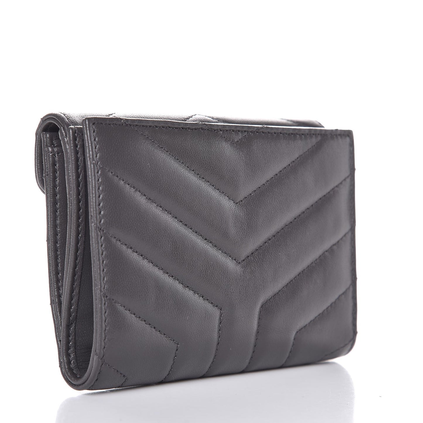 Lambskin Y Quilted Monogram Compact Loulou Wallet Asphalt