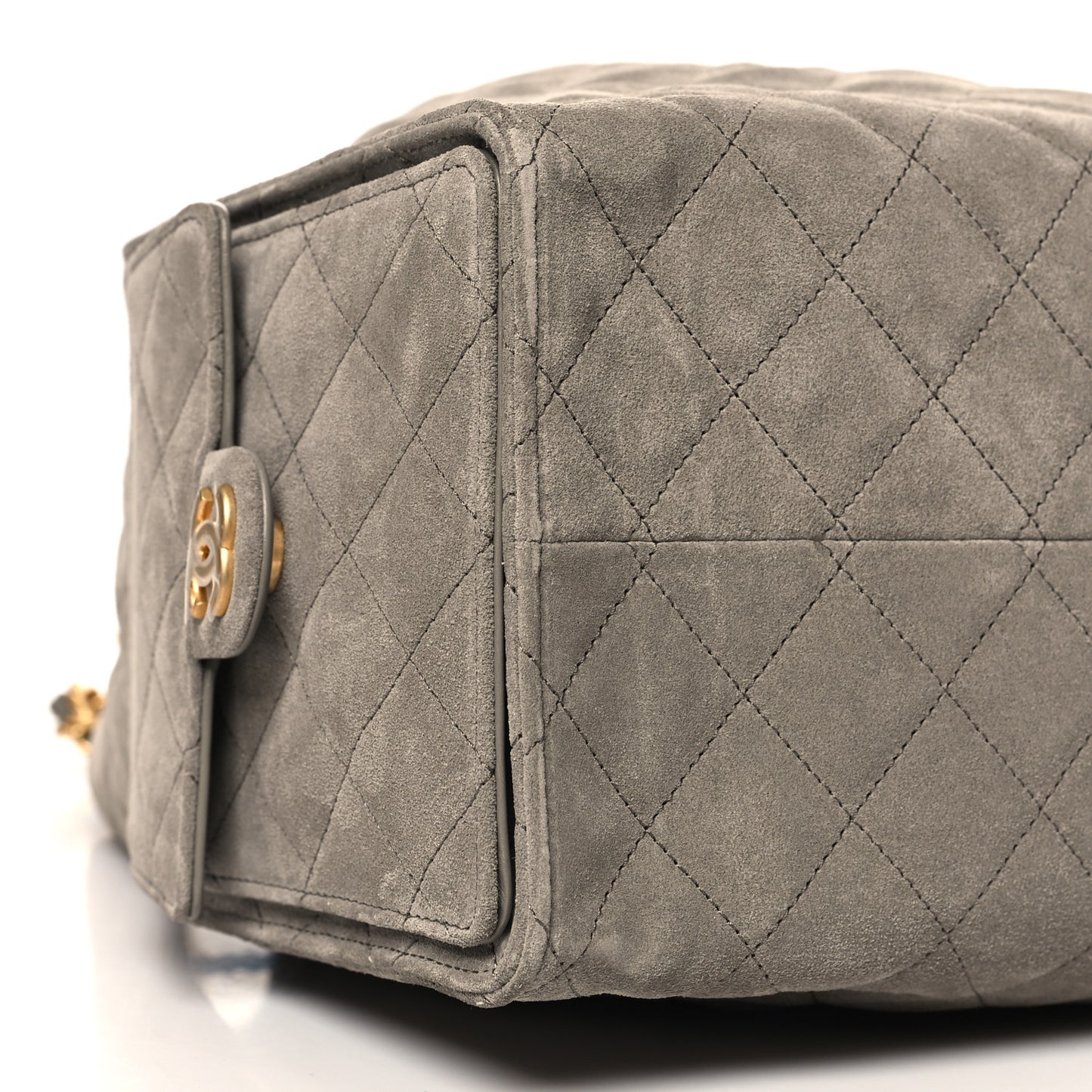 Suede Quilted Medium Chanel 25 Handbag Dark Grey