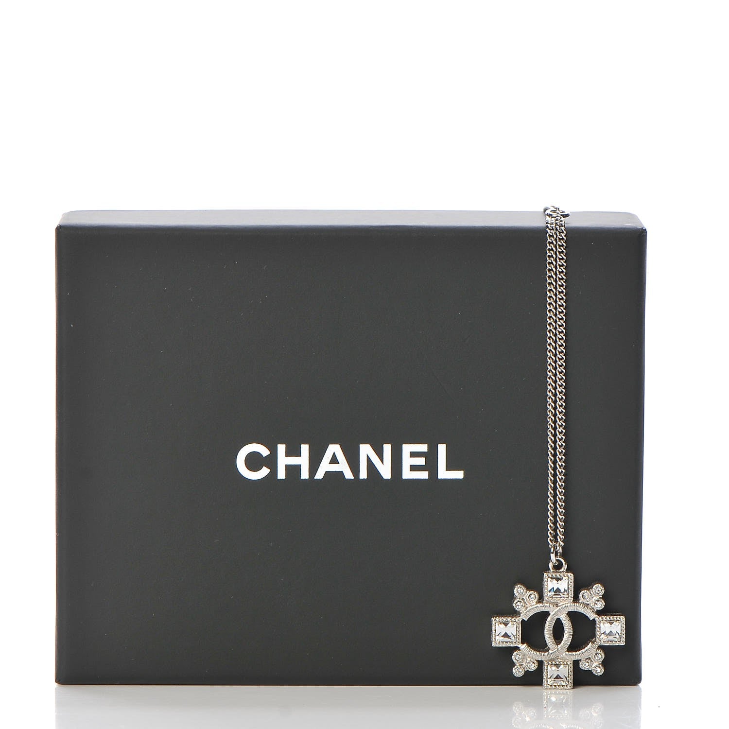 Chanel Crystal CC Necklace Silver 5 of 5