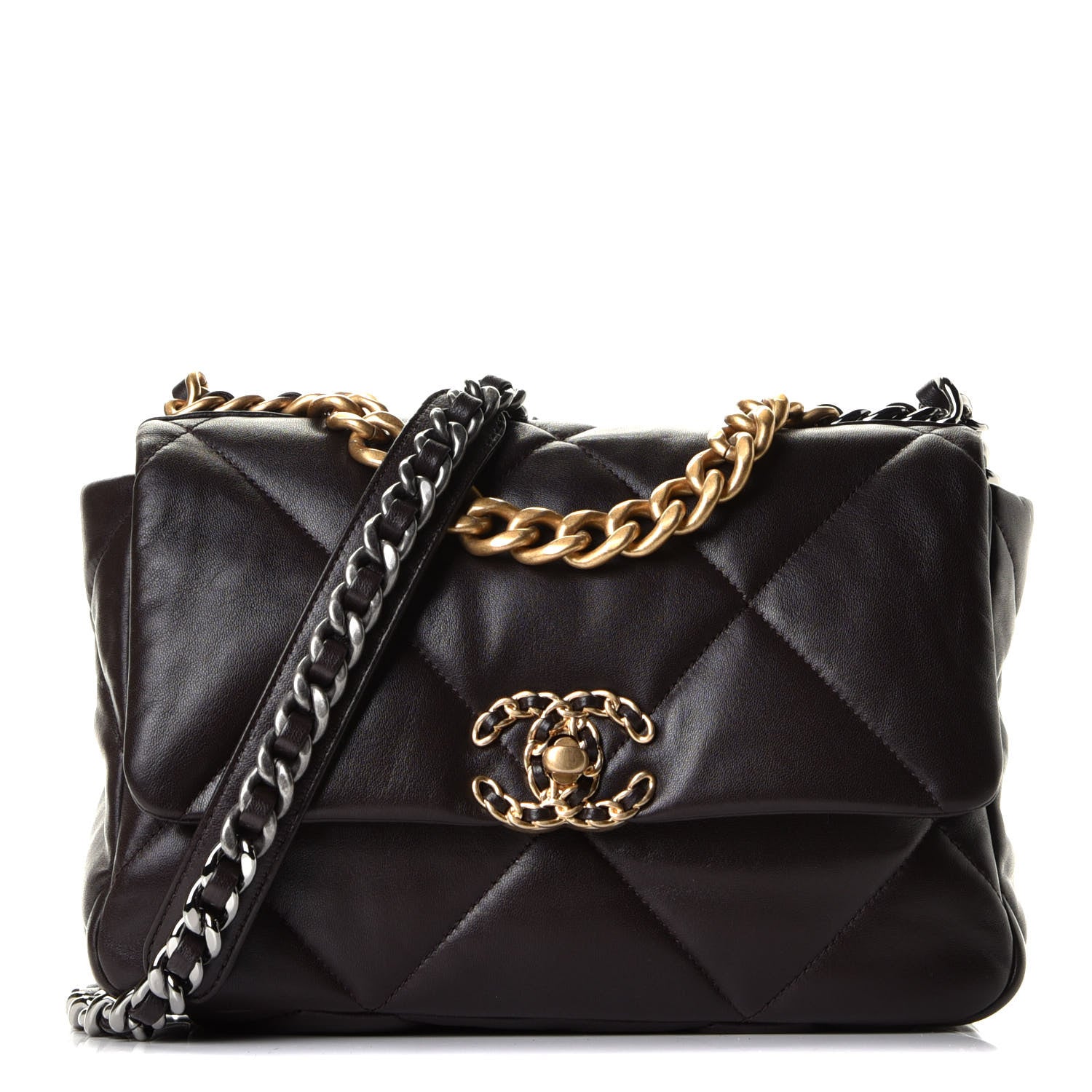 Chanel Lambskin Quilted Medium Chanel 19 Flap Dark Brown 1 of 5