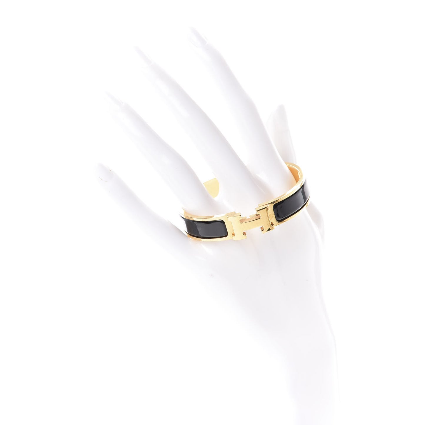 Enamel Narrow Clic Clac H Bracelet PM Black