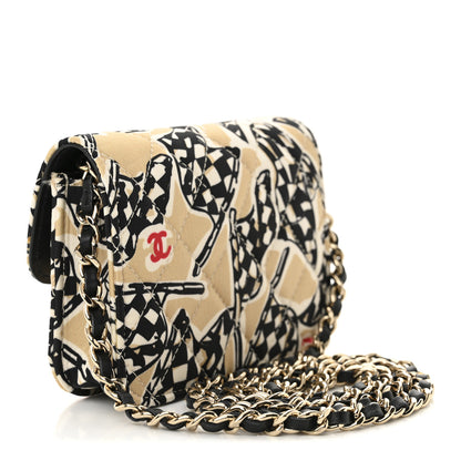 Chanel Canvas Check Flag Printed CC Clutch With Chain Beige Multicolor 3 of 13