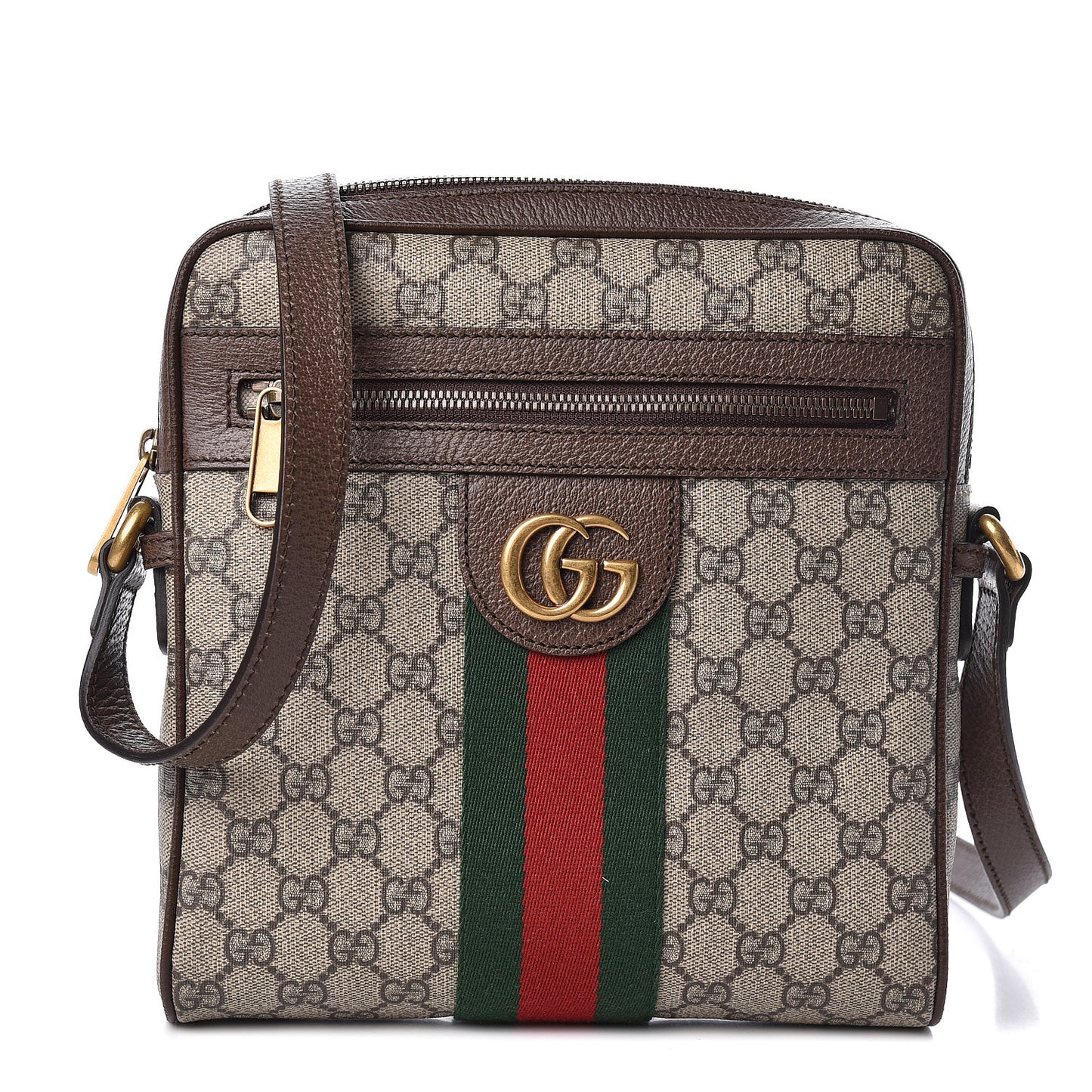 GG Supreme Monogram Web Small Ophidia Messenger Bag Brown