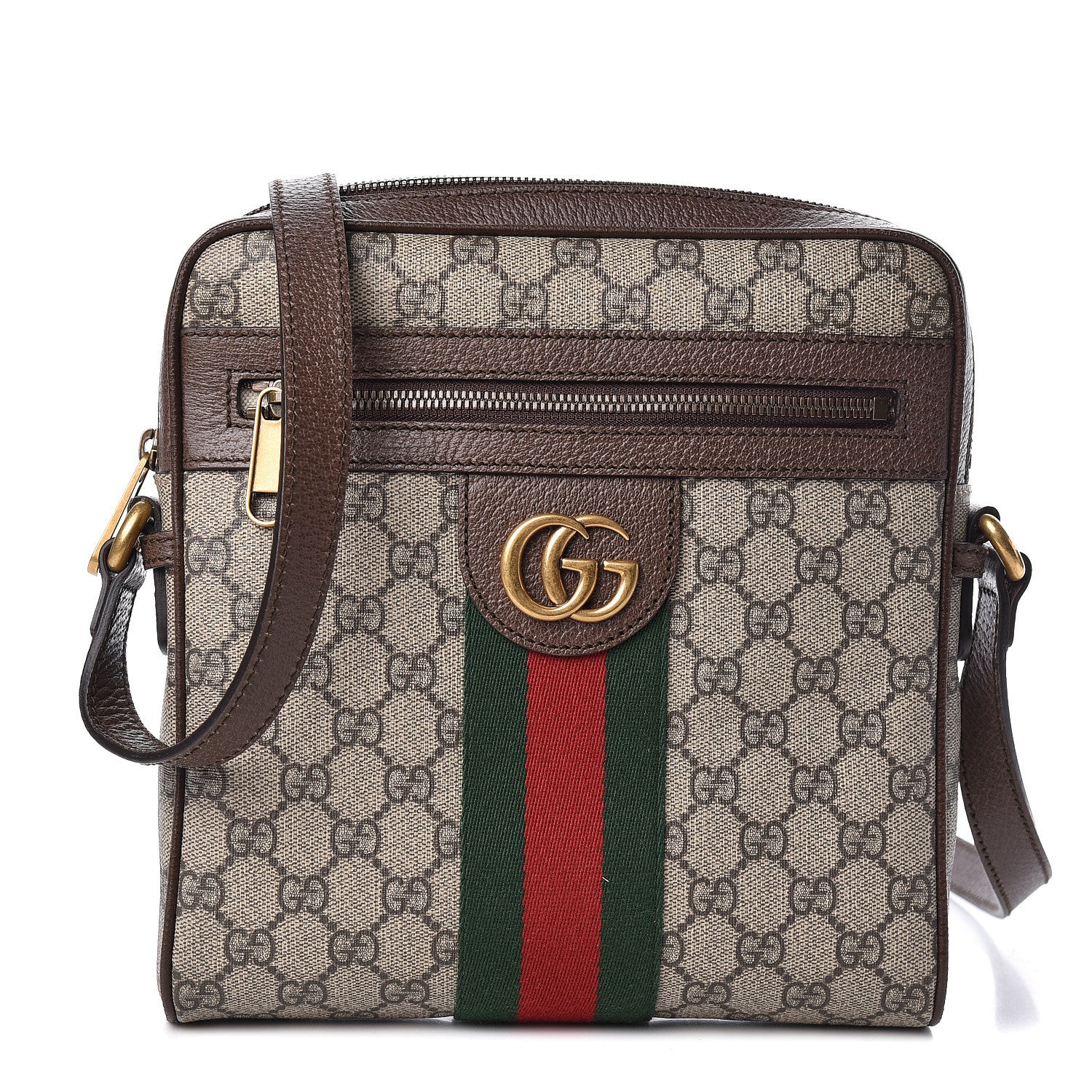 Gucci GG Supreme Monogram Web Small Ophidia Messenger Bag Brown 1 of 10