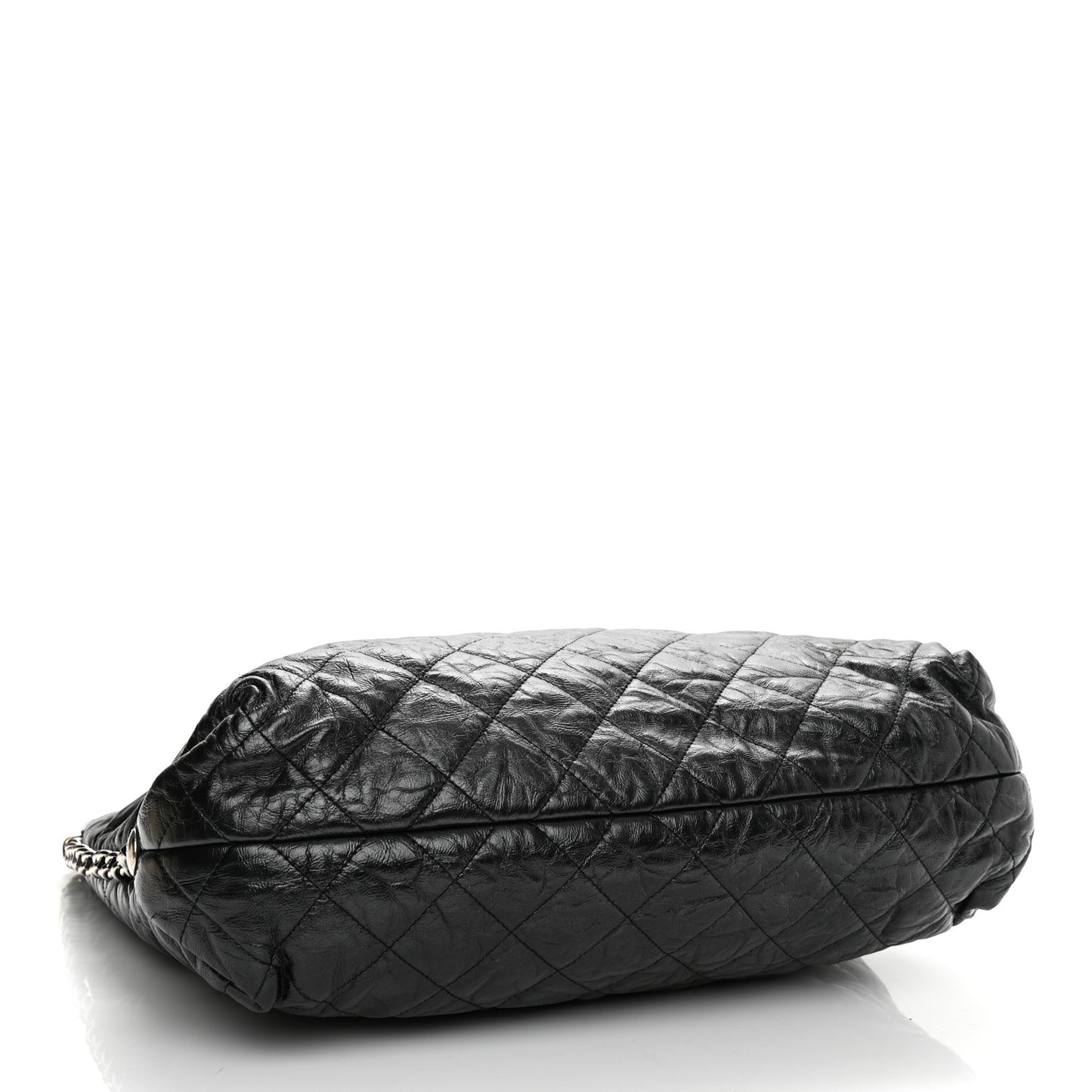 Metallic Crackled Calfskin Quilted Large Big Bang Hobo Black