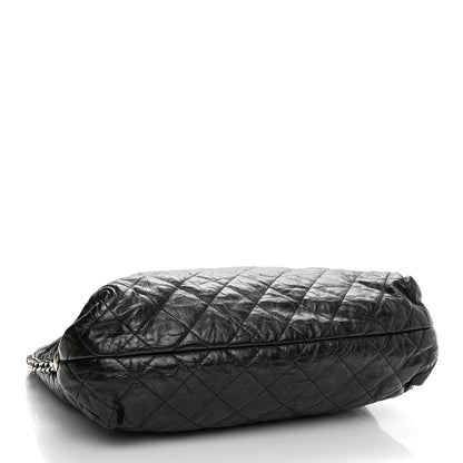 Chanel Metallic Crackled Calfskin Quilted Large Big Bang Hobo Black 3 of 9