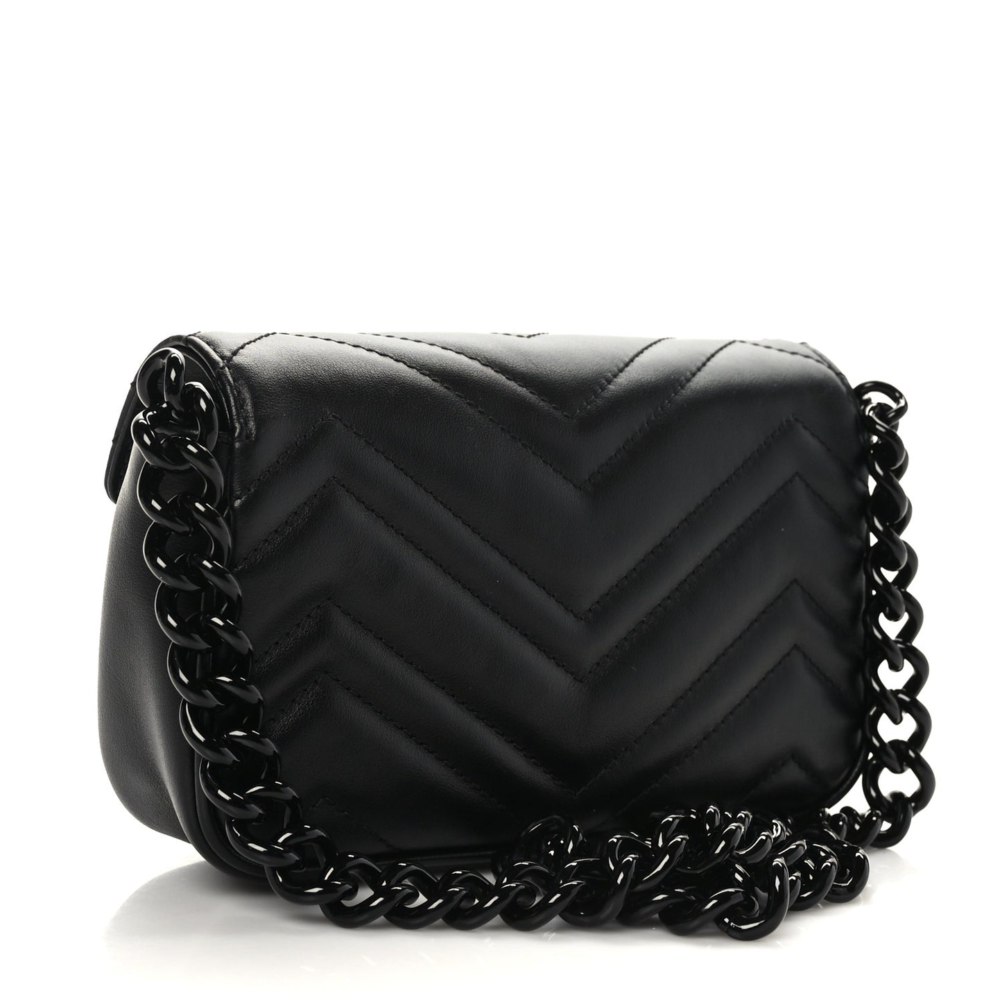 Calfskin Matelasse Monochrome GG Marmont Chain Belt Bag Black