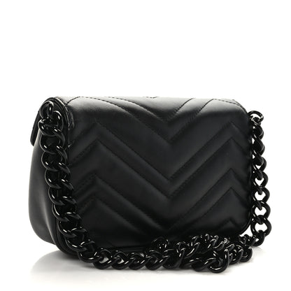 Gucci Calfskin Matelasse Monochrome GG Marmont Chain Belt Bag Black 3 of 9