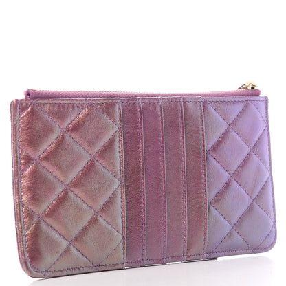 Chanel Metallic Aged Calfskin Quilted Classic Flat Wallet Pouch Purple 3 of 11