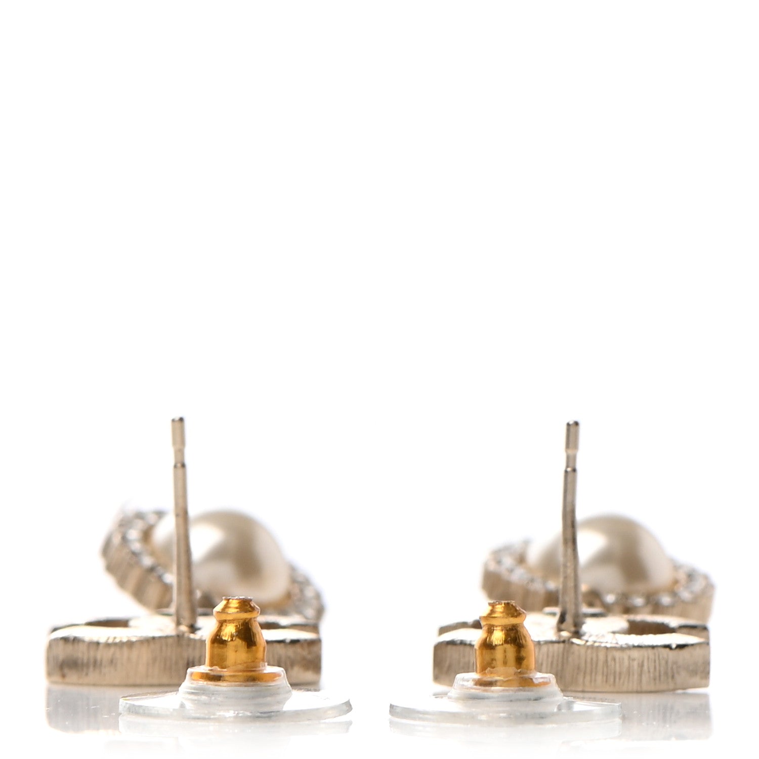 Chanel Crystal Pearl CC Lace Camellia Earrings Gold 3 of 4