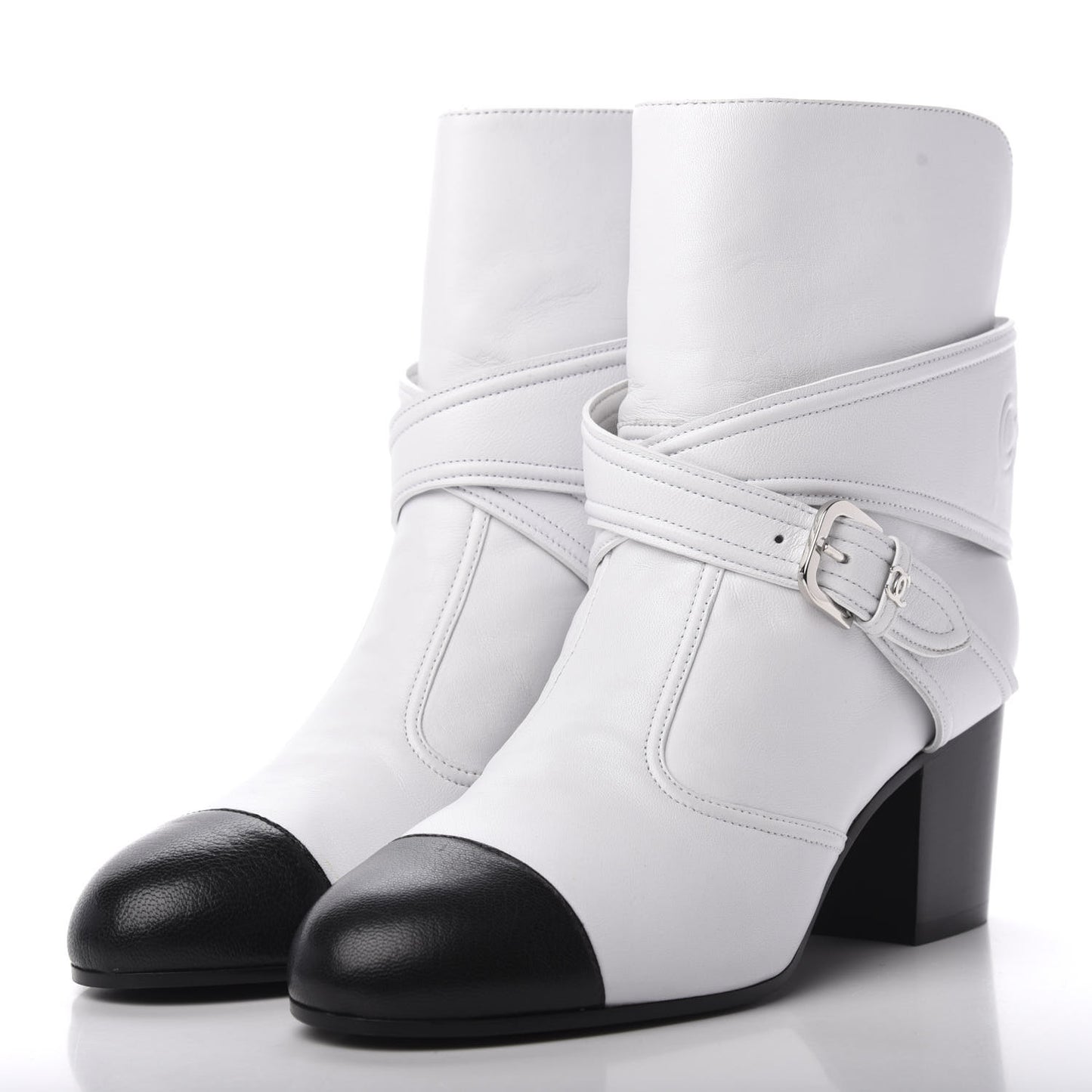 Lambskin Goatskin Cap Toe Boots 37 White Black