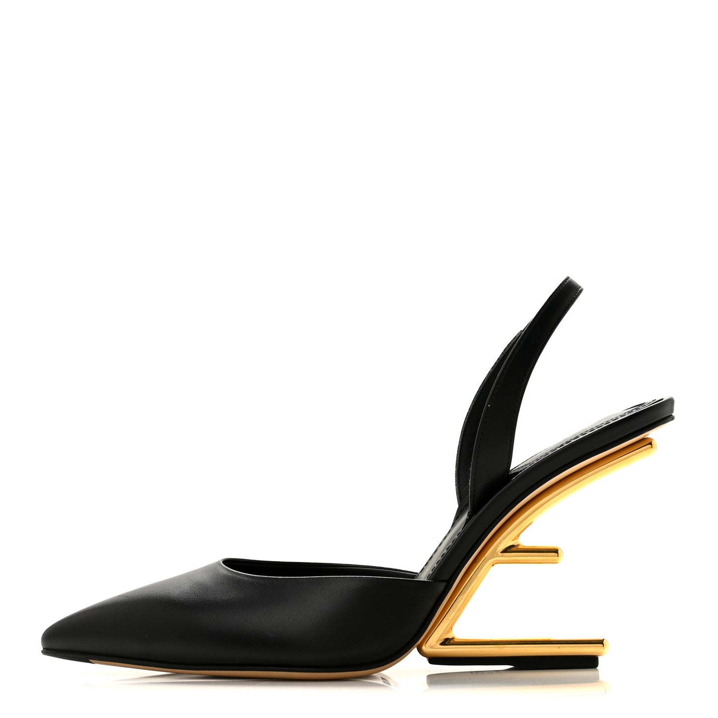 Vitello Fendi First 95mm Slingback Sandals 36.5 Black