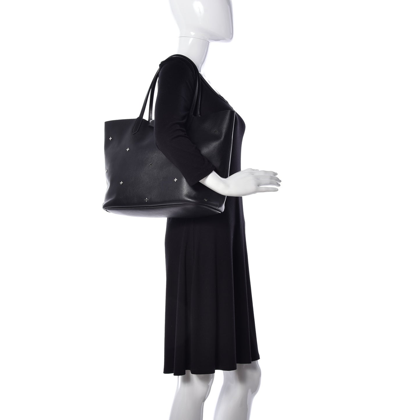 Calfskin Metal Cross Small Antigona Tote Black