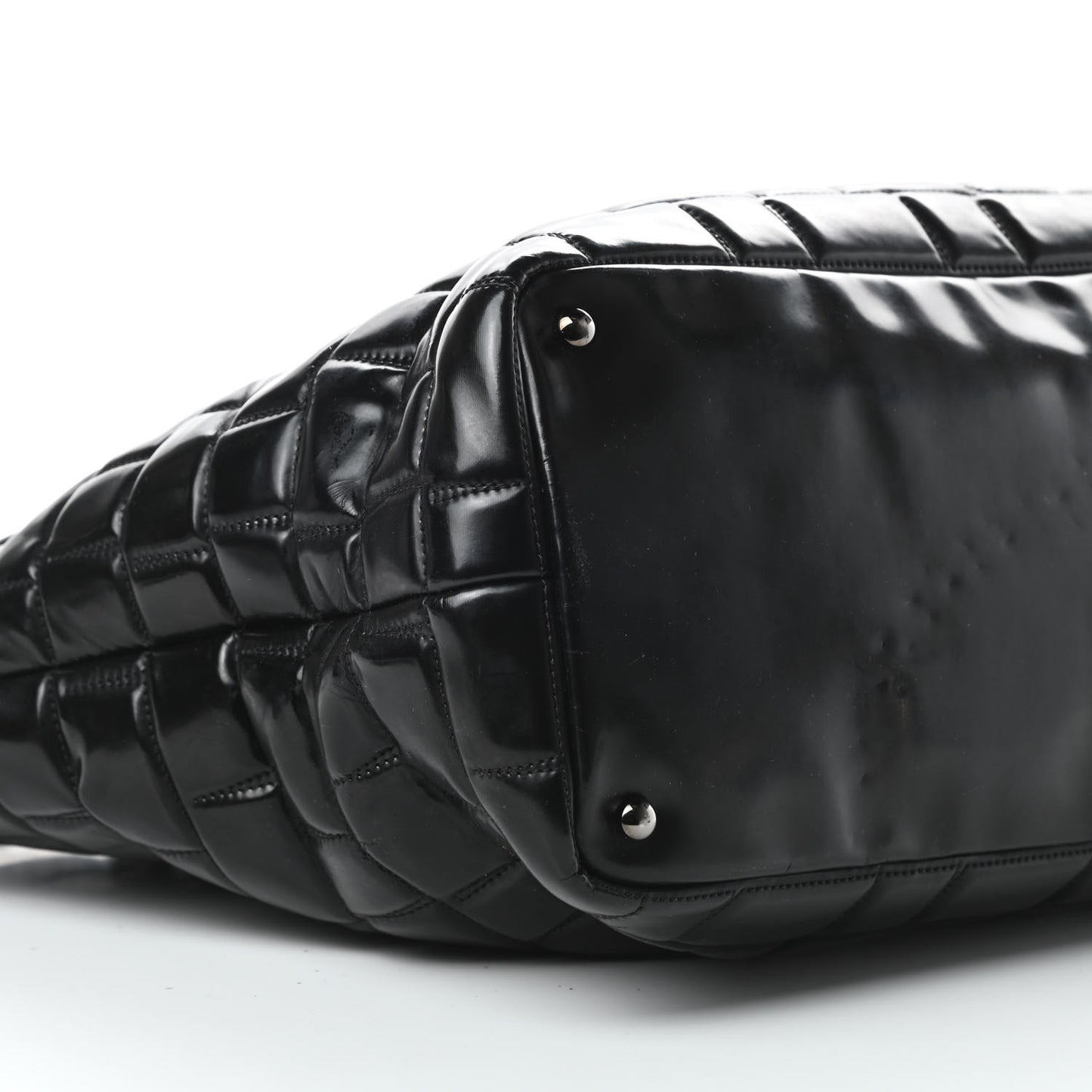 Vinyl Quilted Frozen Shopping Tote Black