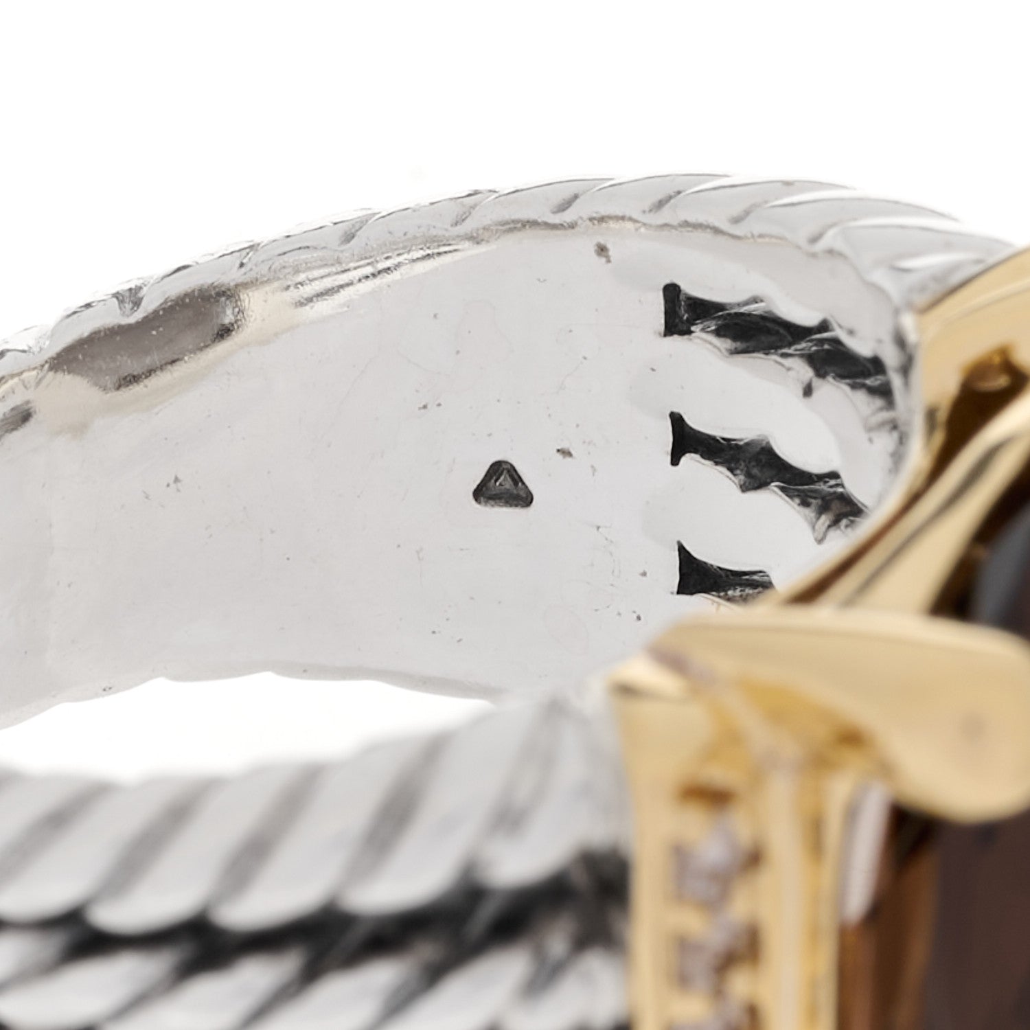 David Yurman Sterling Silver 18K Yellow Gold Diamond 20mm Smoky Quartz Wheaton Ring 51 5.75 6 of 7