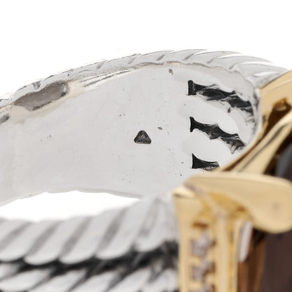David Yurman Sterling Silver 18K Yellow Gold Diamond 20mm Smoky Quartz Wheaton Ring 51 5.75 6 of 7