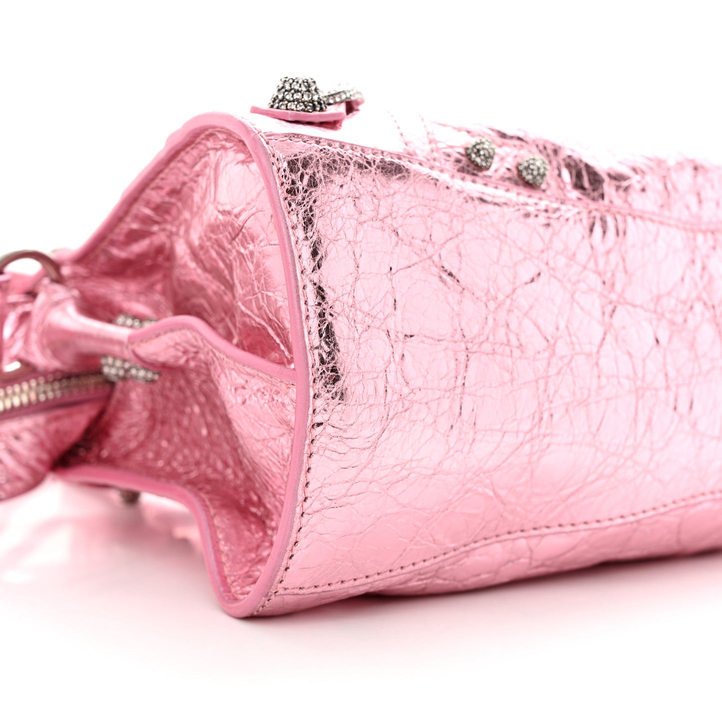 Metallic Agneau Arena Crystal Neo Cagole Handbag XS Met Pink