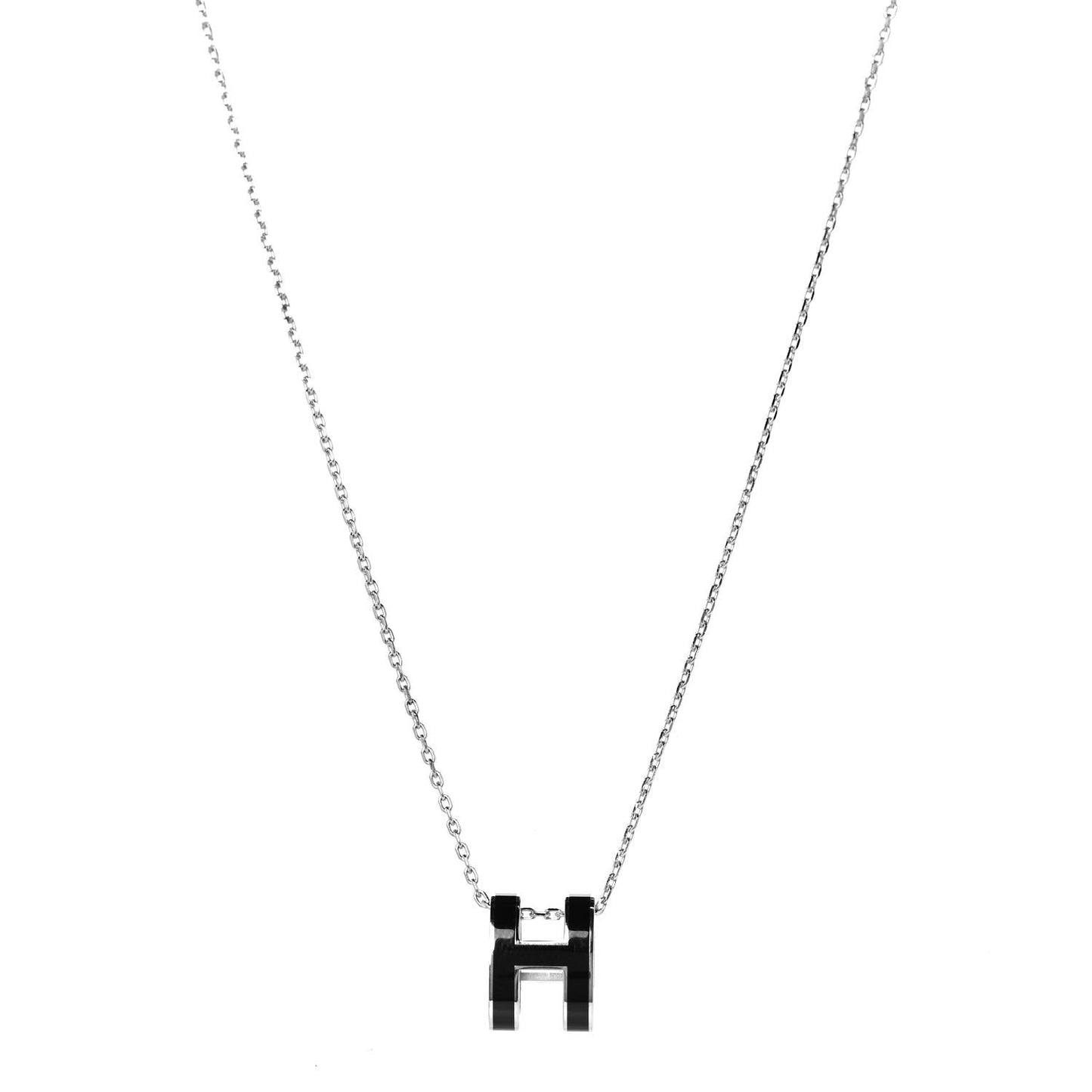 Lacquered Palladium Pop H Pendant Necklace Black