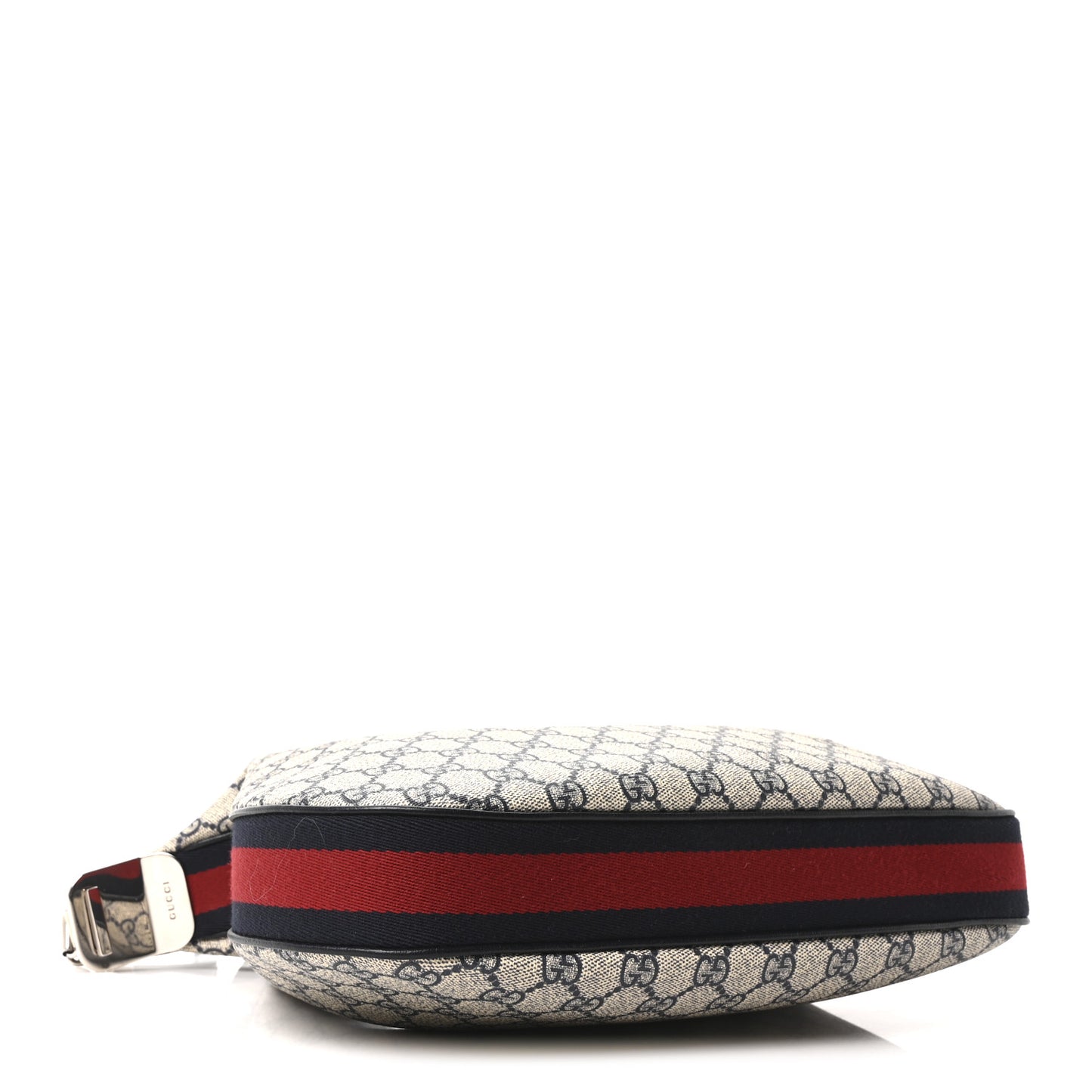 GG Supreme Monogram Textured Calfskin Web Large Attache Shoulder Bag Beige Blue