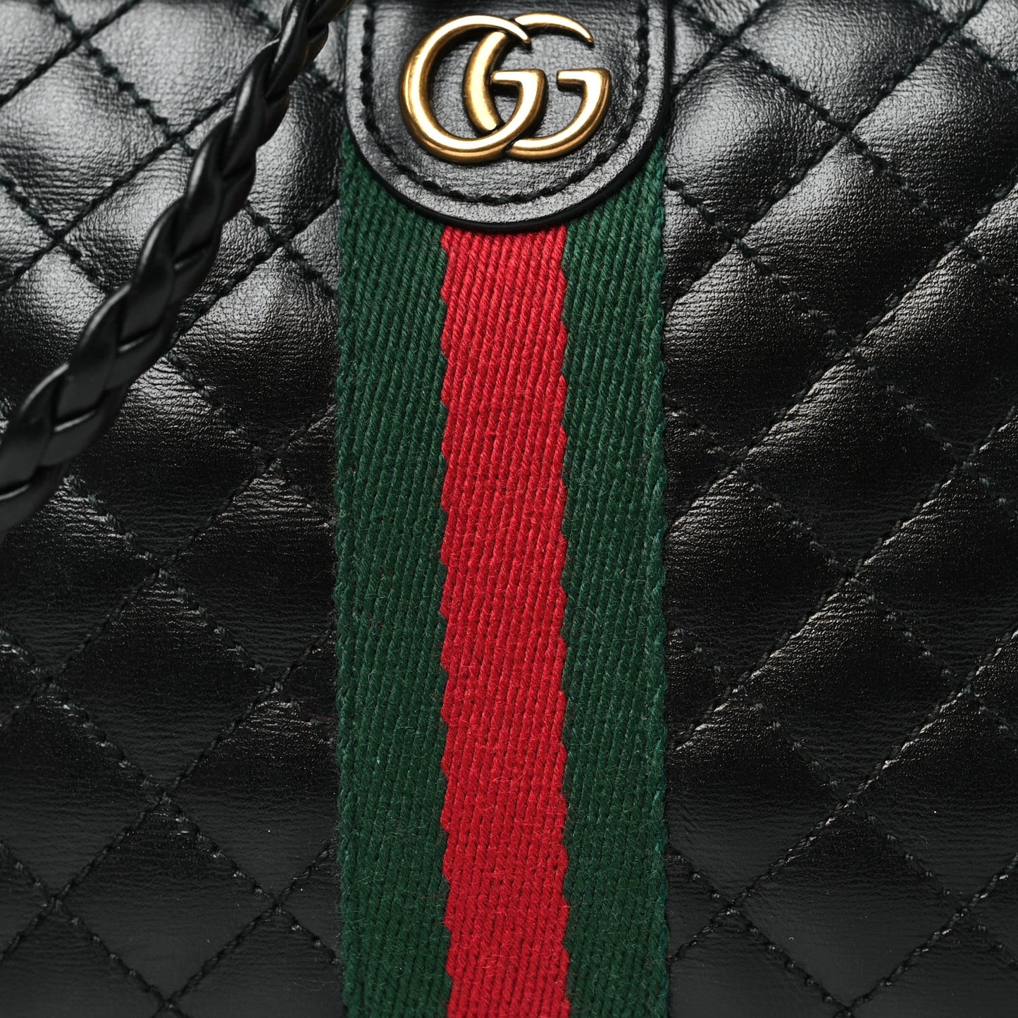 Calfskin Trapuntata Web Mini GG Shoulder Bag Black