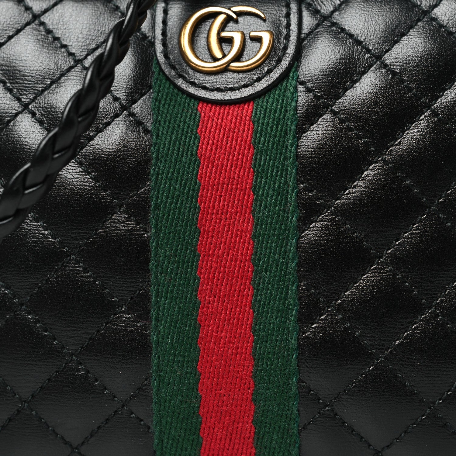 Gucci Calfskin Trapuntata Web Mini GG Shoulder Bag Black 8 of 11