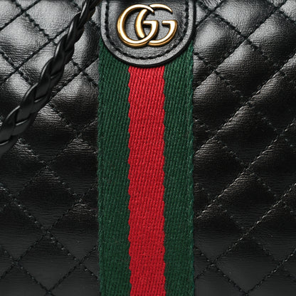 Gucci Calfskin Trapuntata Web Mini GG Shoulder Bag Black 8 of 11