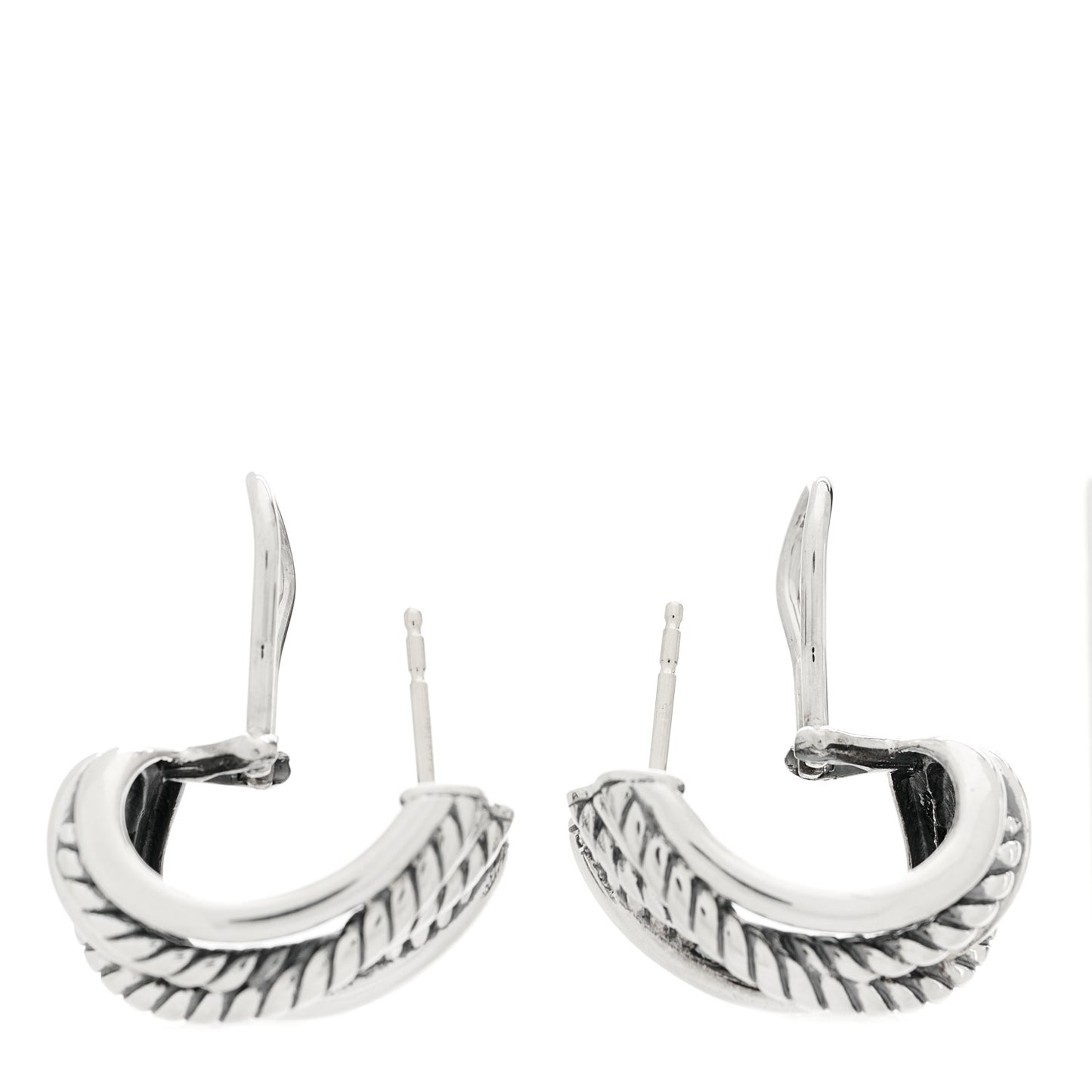 Sterling Silver Crossover Shrimp Earrings