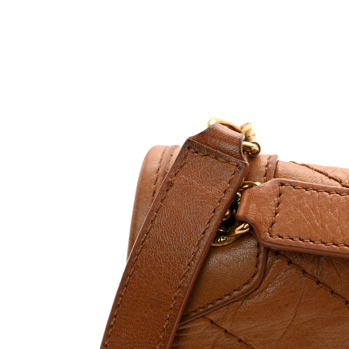 Crinkled Calfskin Matelasse Monogram Baby Niki Chain Satchel Light Caramel