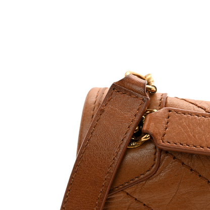 Saint Laurent Crinkled Calfskin Matelasse Monogram Baby Niki Chain Satchel Light Caramel 12 of 13