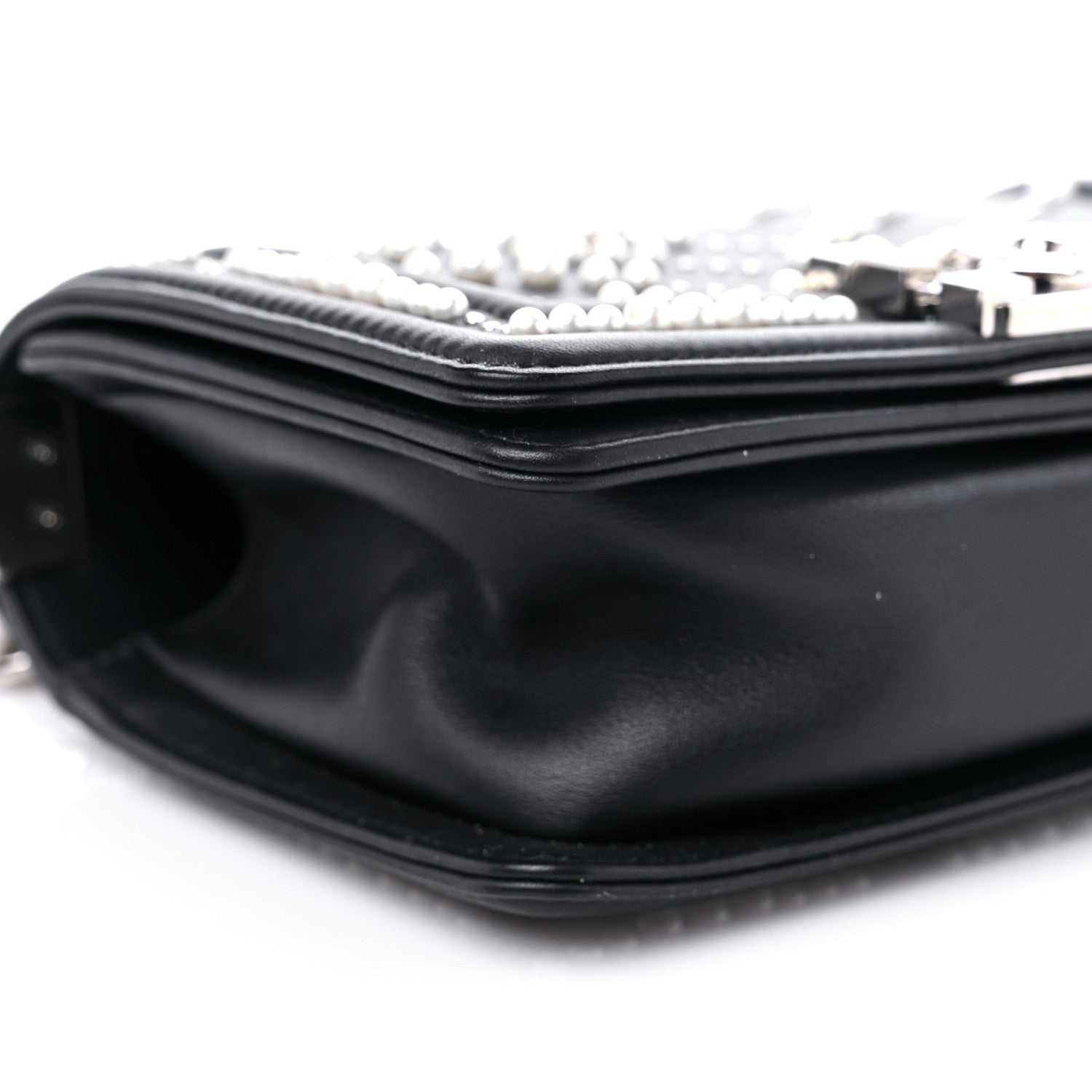 Chanel Calfskin Pearl Chevron Small Boy Flap Black 8 of 13
