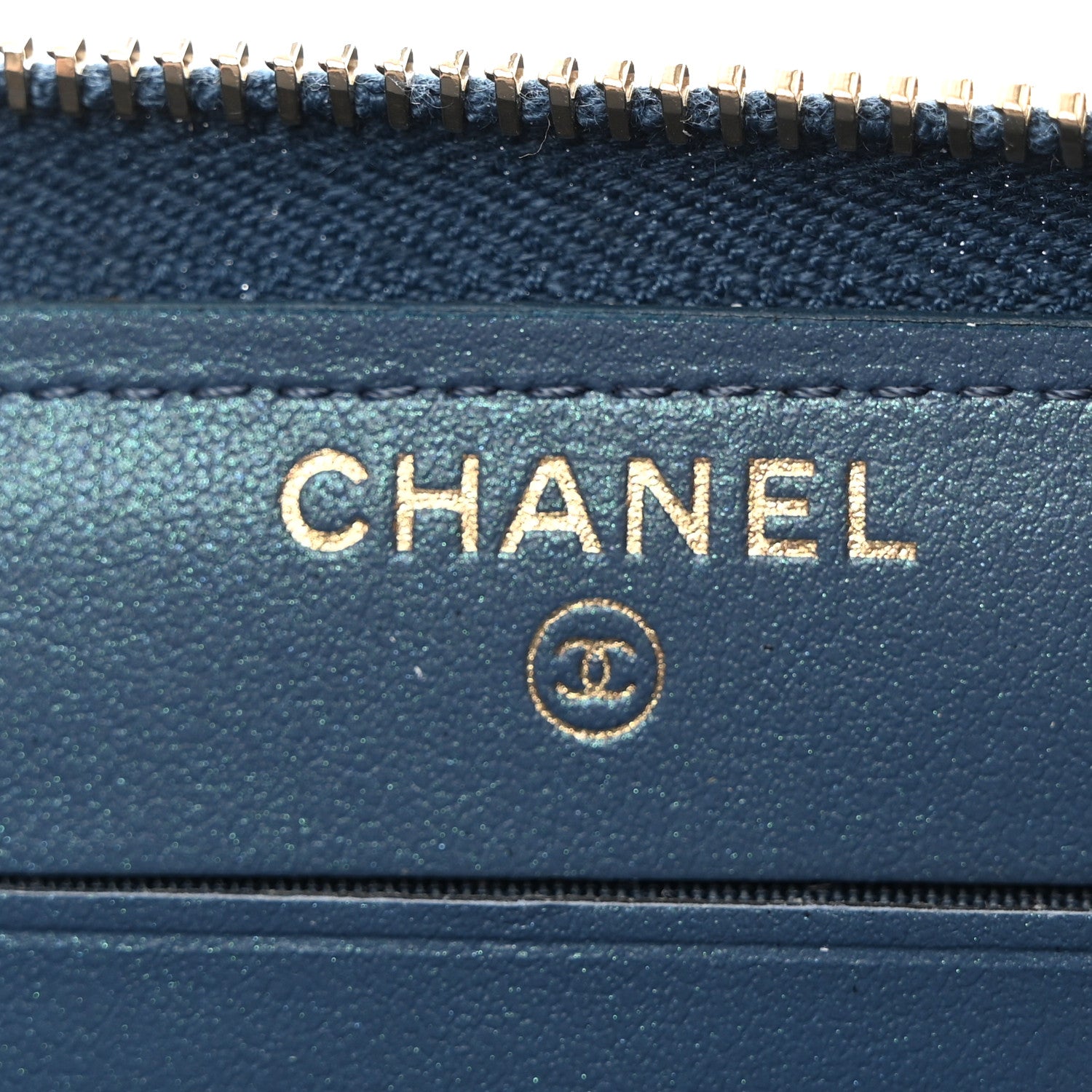 Chanel Iridescent Caviar Quilted Medium Zip Around Wallet Dark Blue 6 of 9