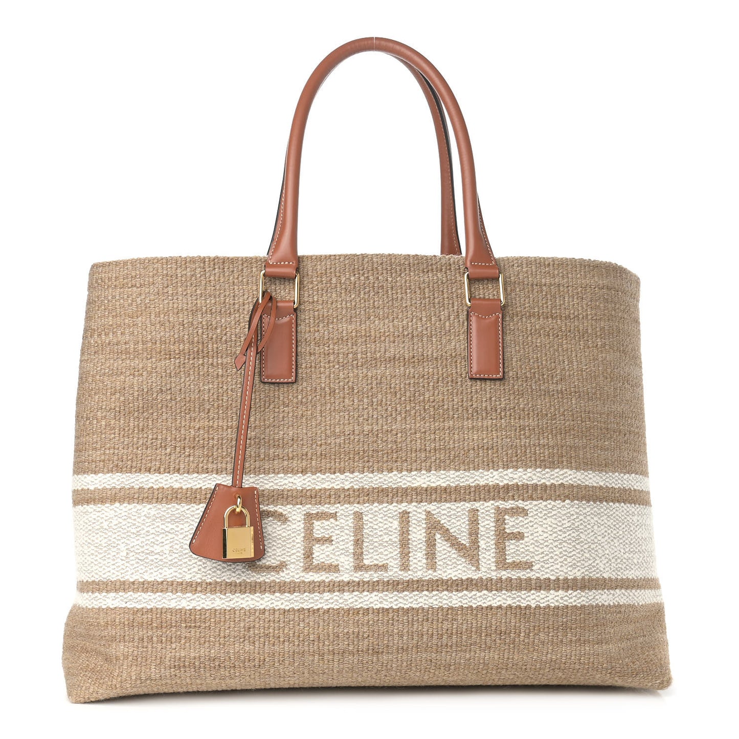 Textile Calfskin Horizontal Cabas Beige Tan