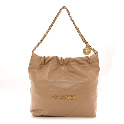 Chanel Shiny Calfskin Quilted Small Chanel 22 Beige 1 of 12