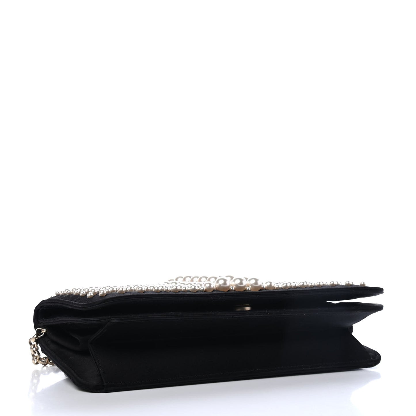 Satin Pearl Flap Black