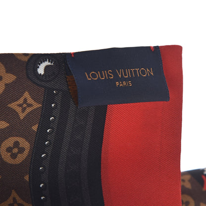 Louis Vuitton Silk Monogram Jaguar Animalle Bandeau Scarf Marron 4 of 5
