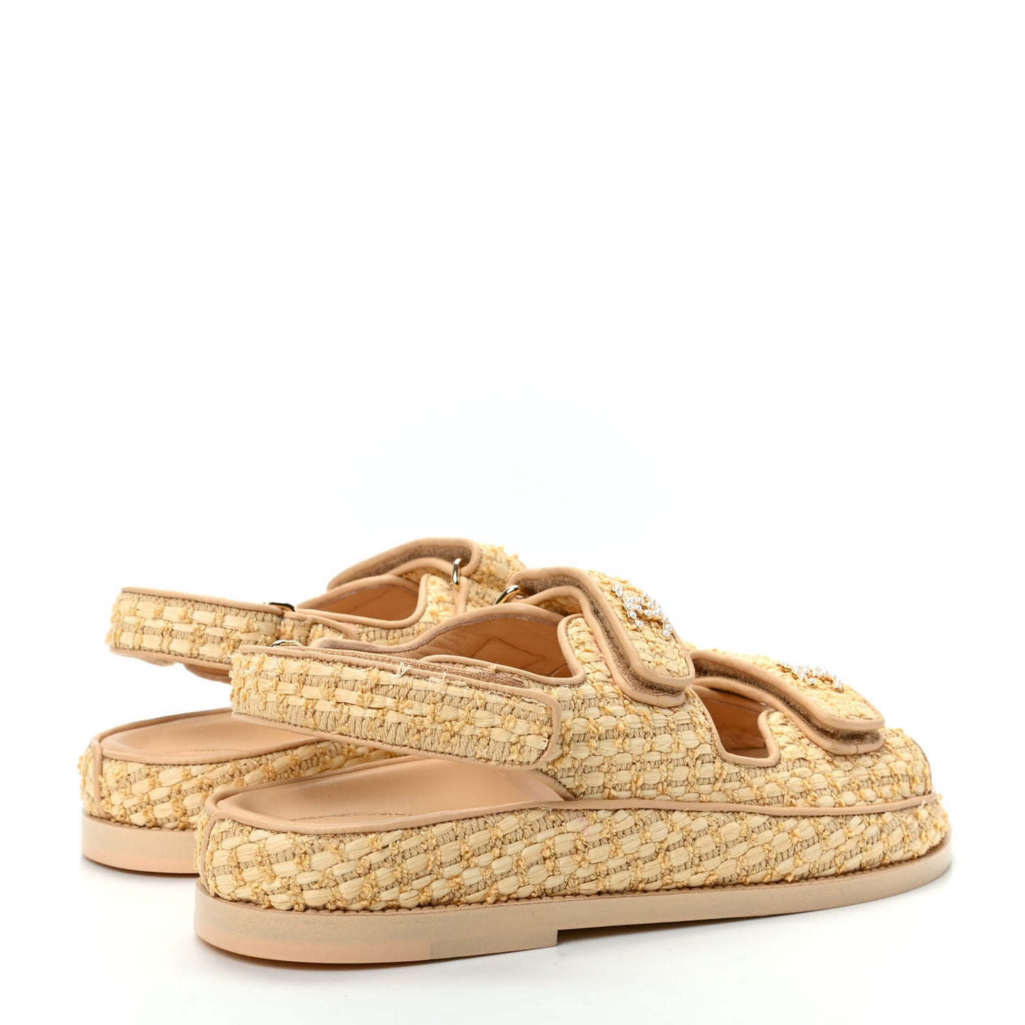 Braided Fabric Velcro Dad Sandals 38.5 Beige