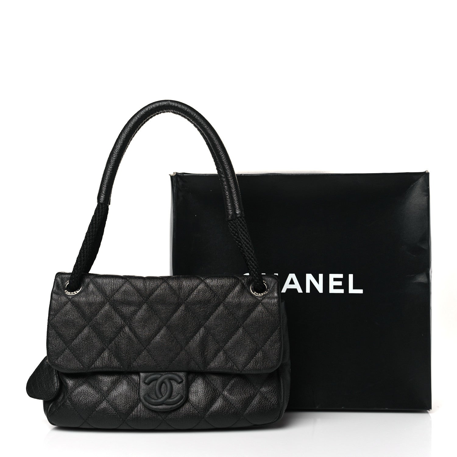 Chanel Calfskin Quilted Expandable Zip Flap Shoulder Bag Black 10 of 10