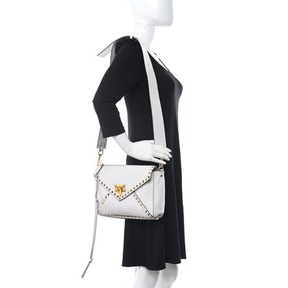 Valentino Garavani Pebbled Calfskin Medium Rockstud Hype Shoulder Bag White 2 of 19