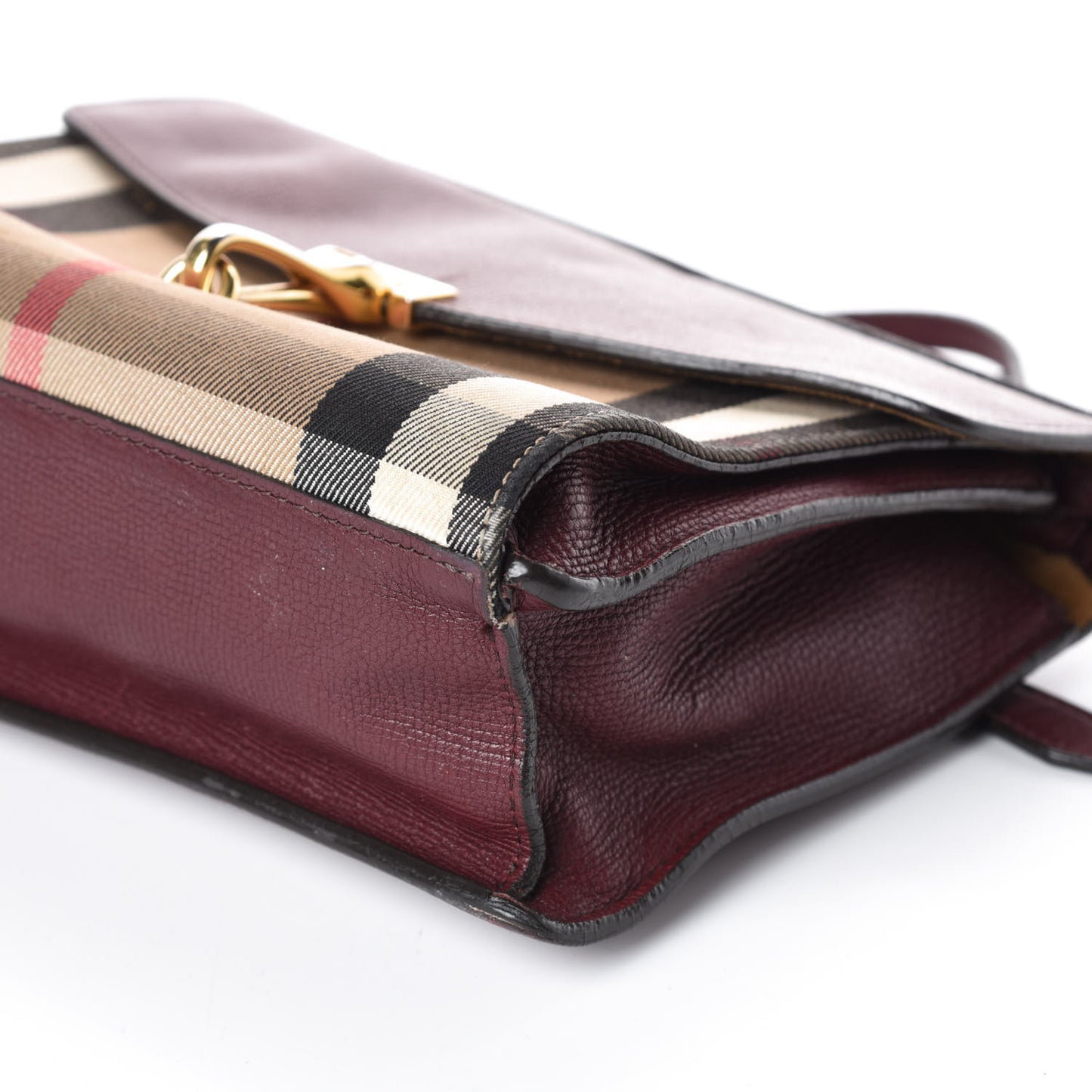 Derby Calfskin House Check Small Macken Crossbody Bag Mahogany Red