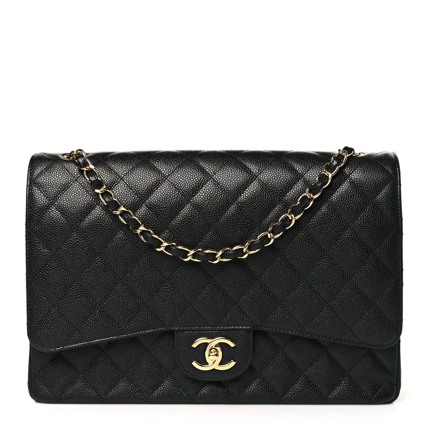 Caviar Quilted Maxi Double Flap Black