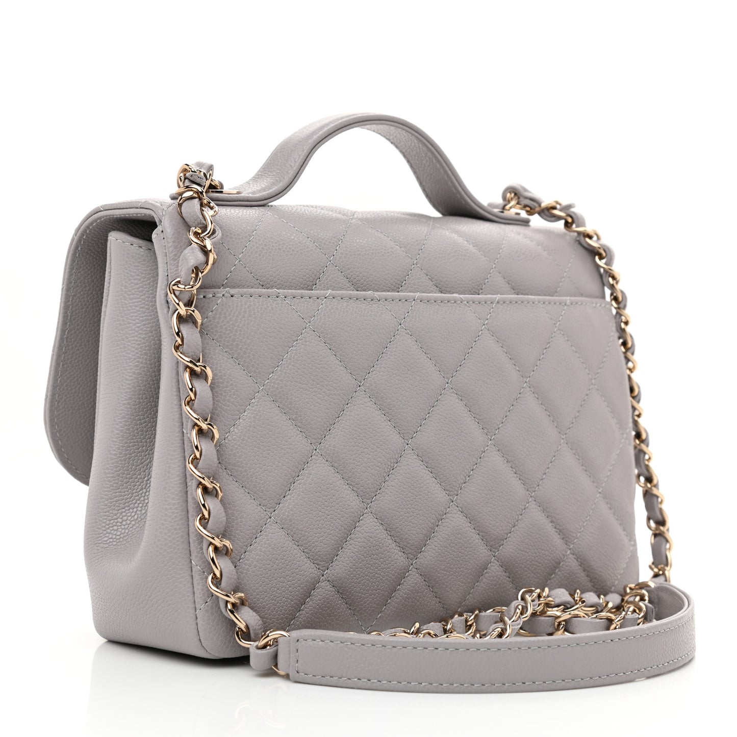 Caviar Quilted Medium Business Affinity Flap Grey