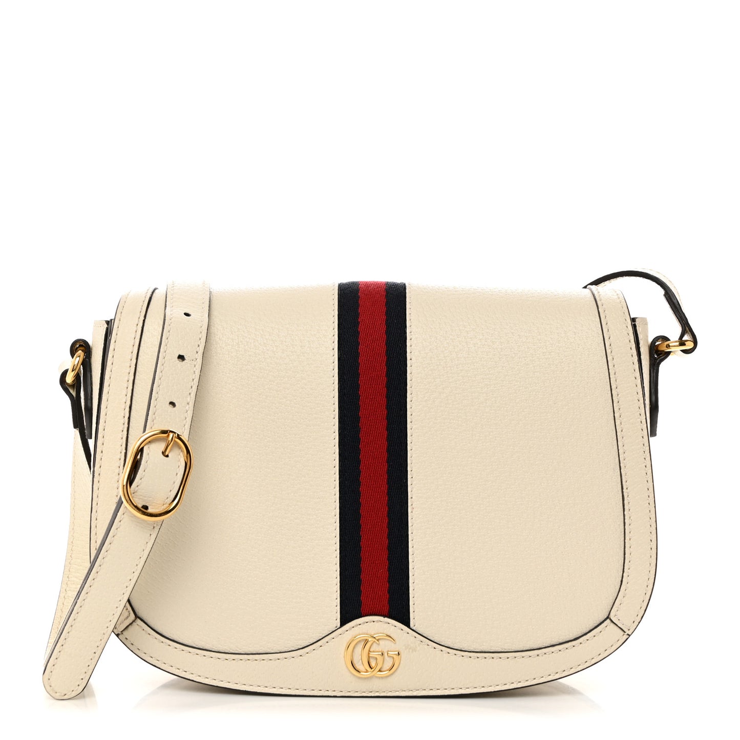 Textured Calfskin Small Ophidia Flap Messenger Bag Mystic White